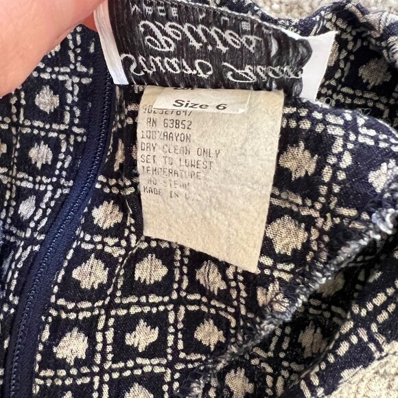 Vintage 90s Stuart Alan Boho Split Hem Geometric Floral Henley Button Dress P6 - Picture 9 of 13